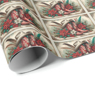 Western Red Cowboy Boots Weihnachtswrapping Paper Geschenkpapier