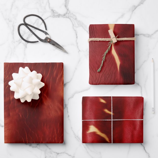 Western Red Cowhide Geschenkpapier Set (Vorderseite)