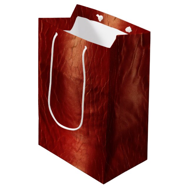 Western Red Cowhide Mittlere Geschenktüte (Vorderseite Schrägansicht)