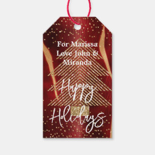 Western Red Cream Cowhide Gold Glitzer Tree Geschenkanhänger