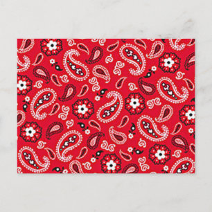Western Red Paisley Postkarte