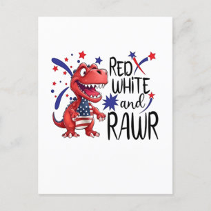 Western Red White Rawr Dinosaur Feiertagspostkarte