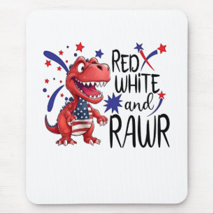 Western Red White Rawr Dinosaur Mousepad