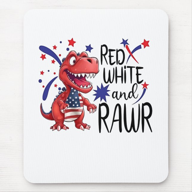 Western Red White Rawr Dinosaur Mousepad (Vorne)