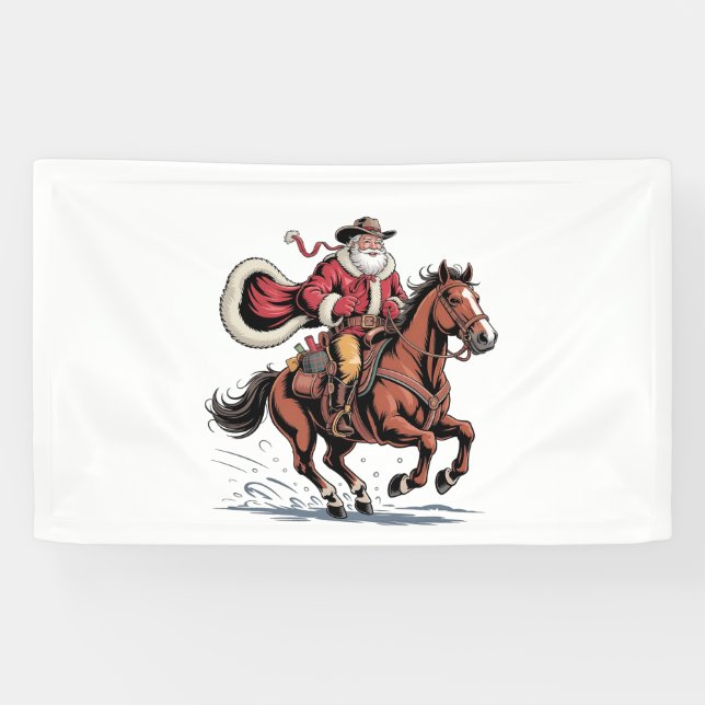Western Reiten Rodeo Pferd Cowboy Weihnachten Banner (Horizontal)
