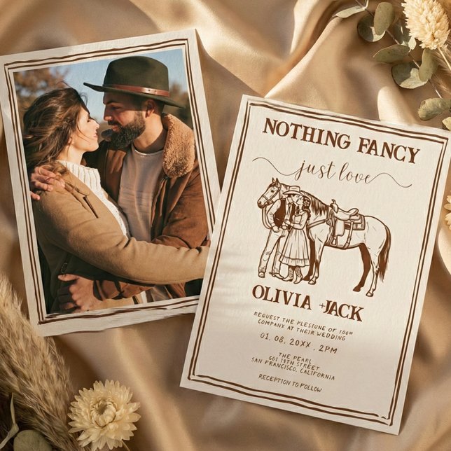 Western Retro Funky Hand Drawn Photo Wedding Einladung (Von Creator hochgeladen)