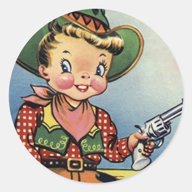 Western Retro Lil' Cowboy Fun Stickers (Vorderseite)