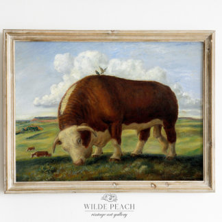 Western Rinder Vintag Landschaftsmalerei Poster