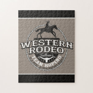 Western Rodeo ADD NAME Alter Westen Ochsen Roping  Puzzle