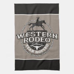 Western Rodeo ADD NAME Old West Steer Roping Roper Geschirrtuch