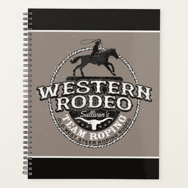 Western Rodeo ADD NAME Old West Steer Roping Roper Planer (Vorderseite)