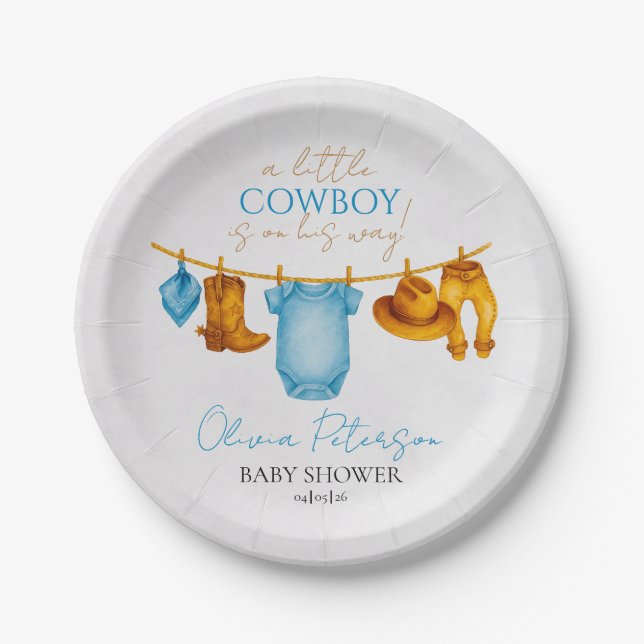 Western Rodeo Baby Shower Plates for Boys Pappteller (Vorderseite)
