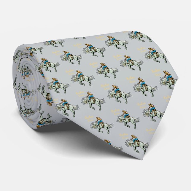 Western Rodeo Bronc Rider Mens Necktie Krawatte (Gerollt)