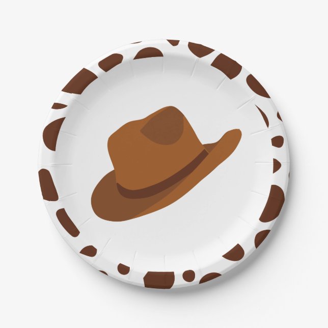 Western Rodeo Brown Cowboy Birthday Pappteller (Vorderseite)