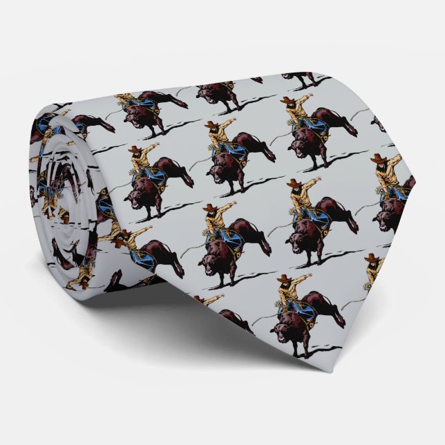Western Rodeo Bull Reitsport Mens Necktie Krawatte (Gerollt)