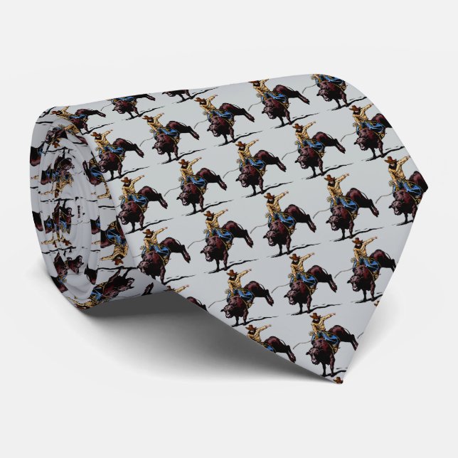 Western Rodeo Bull Reitsport Mens Necktie Krawatte (Gerollt)