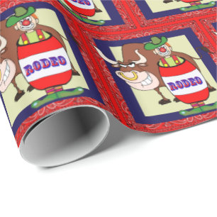 Western-Rodeo-Clown-Fass und Stier Geschenkpapier