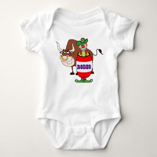 Western Rodeo Clown in Barrel und Bull Cartoon Baby Strampler