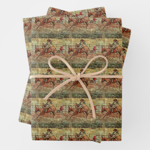 Western Rodeo Country Reiten Textur Muster Geschenkpapier Set