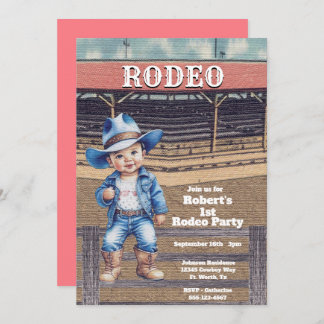 Western Rodeo Cowboy 1. Geburtstag Einladung