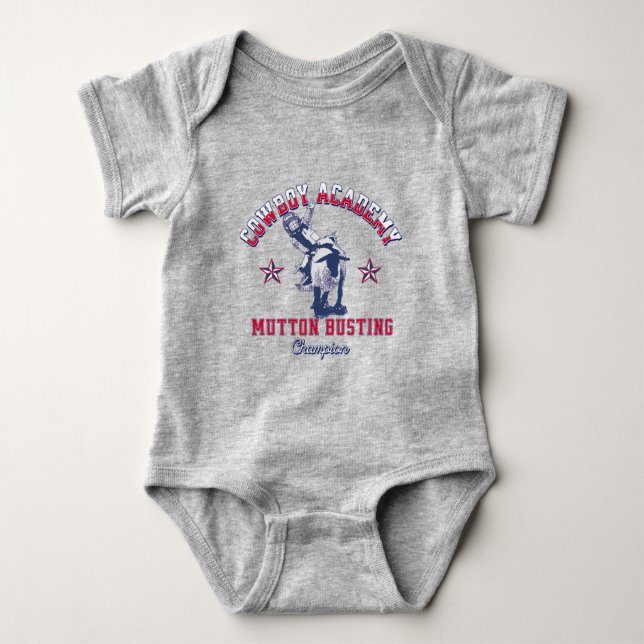 Western Rodeo Cowboy Academy Mutton Busting Kids Baby Strampler (Vorderseite)