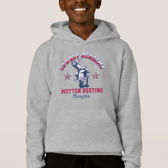 Western Rodeo Cowboy Academy Mutton Busting Kids Hoodie (Vorderseite)