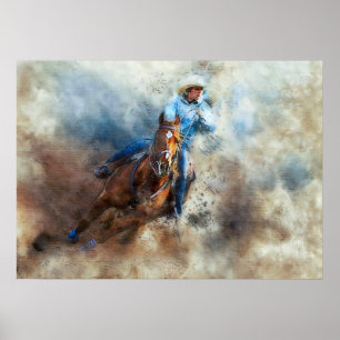 Western Rodeo Cowboy Art Poster