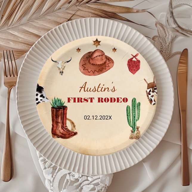 Western Rodeo Cowboy Birthday Pappteller (Von Creator hochgeladen)