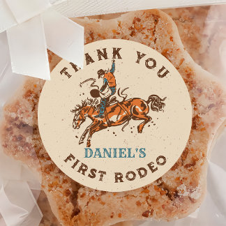 Western Rodeo Cowboy Birthday Runder Aufkleber