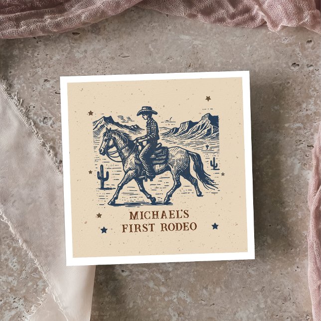 Western Rodeo Cowboy Birthday Serviette (Von Creator hochgeladen)