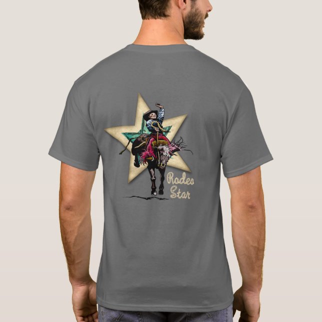 Western Rodeo Cowboy Bronc Rider T - Shirt (Rückseite)