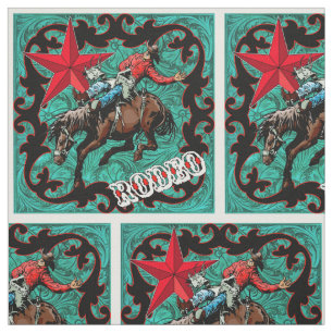 Western Rodeo Cowboy Bronc Riding Imitate Leather Stoff