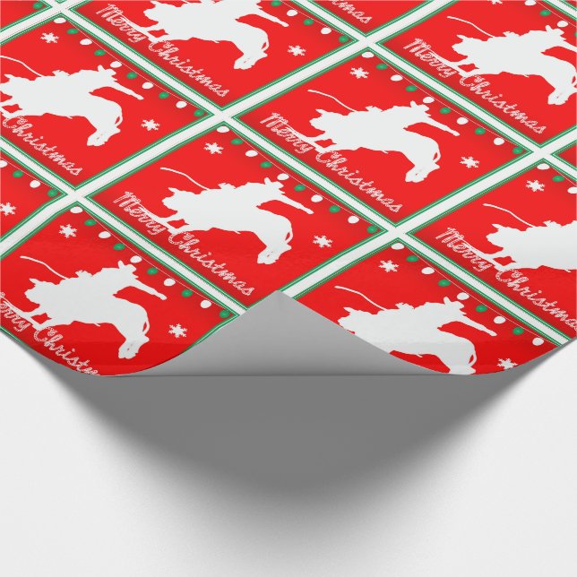 Western Rodeo Cowboy Bull Reiten Weihnachten Geschenkpapier (Ecke)