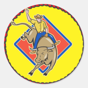 Western Rodeo Cowboy Bull Rider Runder Aufkleber
