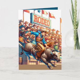 Western Rodeo Cowboy Bull Riding Brauch Karte