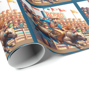 Western Rodeo Cowboy Bull Riding Geschenkpapier