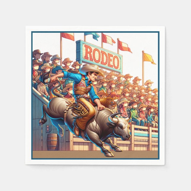 Western Rodeo Cowboy Bull Riding Serviette (Vorderseite)