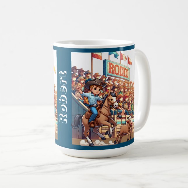 Western Rodeo Cowboy Calf Roping Custom Kaffeetasse (VorderseiteRechts)