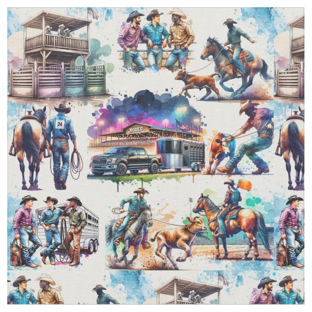Western Rodeo Cowboy Calf Roping Stoff (Nahaufnahme)