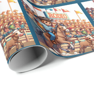 Western Rodeo Cowboy Calf Roping Wrapping Paper Geschenkpapier