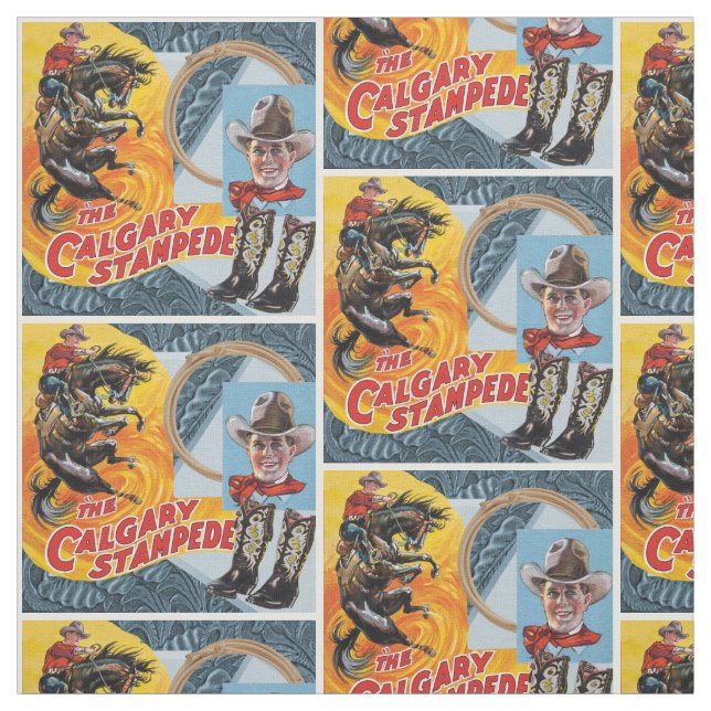 Western Rodeo Cowboy Collage Print mit Border Stoff (Muster)