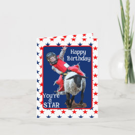 Western Rodeo Cowboy Cowgirl Mutton Busting Birthd Feiertagskarte