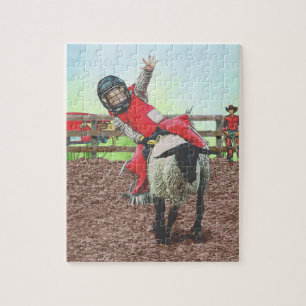 Western Rodeo Cowboy Cowgirl Mutton Busting Puzzle