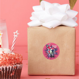 Western Rodeo Cowboy Cowgirl Mutton Busting Runder Aufkleber