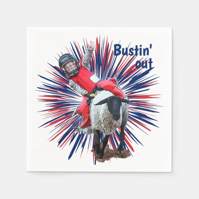 Western Rodeo Cowboy Cowgirl Mutton Busting Serviette (Vorderseite)