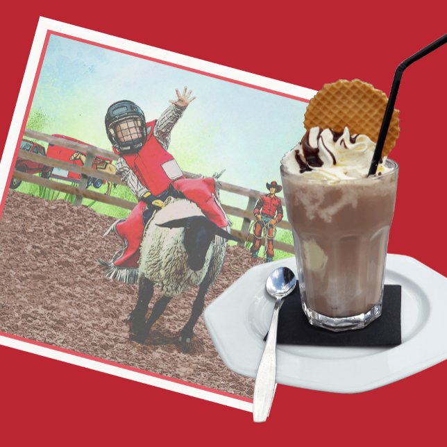 Western Rodeo Cowboy Cowgirl Mutton Busting Serviette (Von Creator hochgeladen)