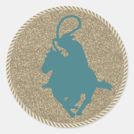 Western Rodeo Cowboy Cowgirl Roping Runder Aufkleber