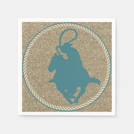 Western Rodeo Cowboy Cowgirl Roping Serviette