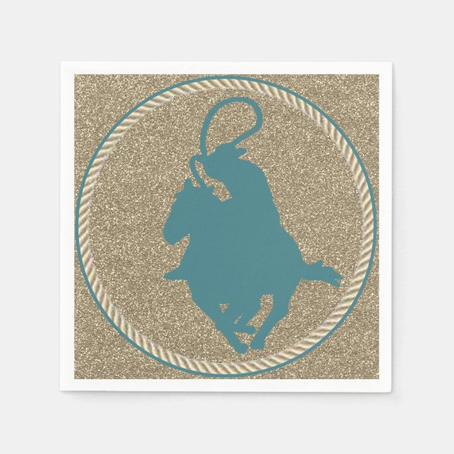 Western Rodeo Cowboy Cowgirl Roping Serviette (Vorderseite)