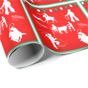 Western-Rodeo-Cowboy-Cowgirl-Roping Weihnachten Geschenkpapier